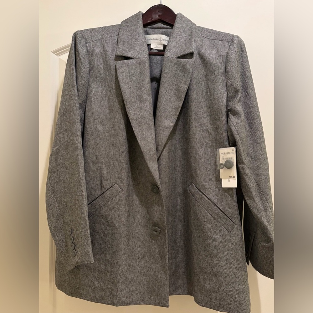 NWT/Treasure and Bond from Nordstrom Charcoal Gray Oversize Blazer SZ Medium